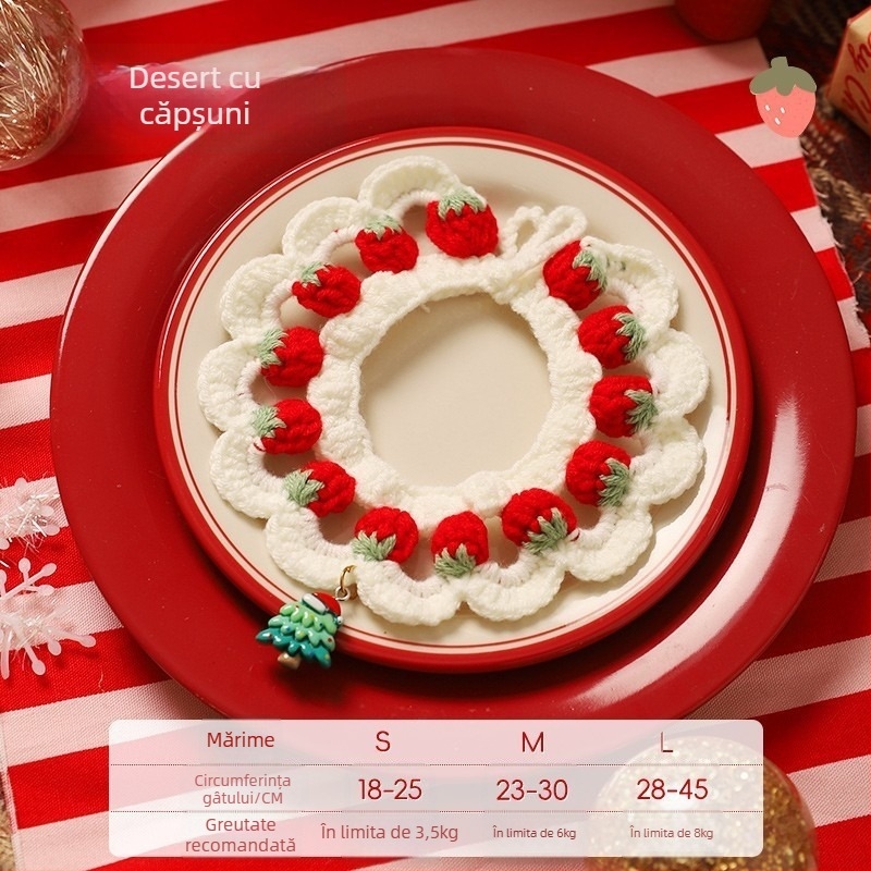 Colier cartoon pentru animale de companie cu clopoțel: guler pentru pisică, fular pentru pisică, accesorii pentru câine; Materiale: acrilic, poliester, PP; Universal pentru animale; Iarnă; Crăciun și Festivalul Primăverii