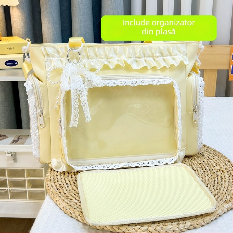 Geantă crossbody cu capacitate mare - nylon, impermeabilă, căptușeală poliester-bumbac, pentru femei, utilizare școlară