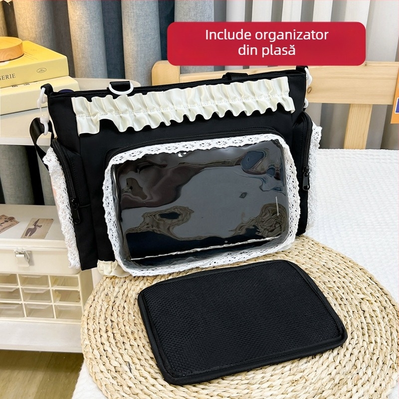 Geantă crossbody cu capacitate mare - nylon, impermeabilă, căptușeală poliester-bumbac, pentru femei, utilizare școlară