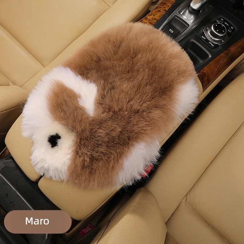 Covoraș pentru cotieră auto, în formă de miel, din suede, compatibil universal, brand Tianchen