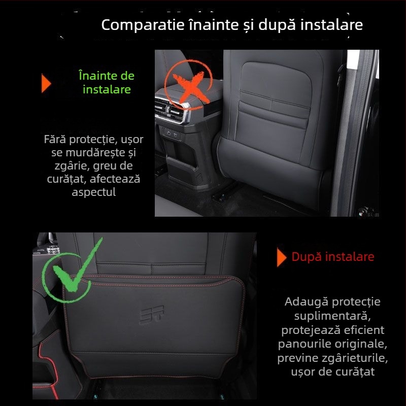 Protecție pentru scaunul din spate și spătar, rezistent la pete și uzură, modificare interioară, Modelul 001