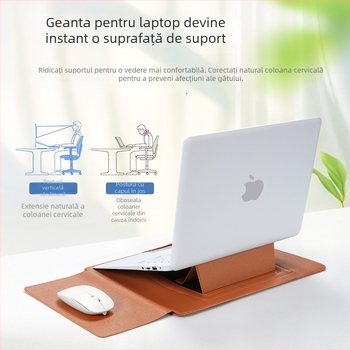 Husă de protecție din piele PU cu suport reglabil, pentru laptopuri și tablete, în stil clutch cu mâner, rezistentă la apă și uzură