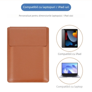 Husă de protecție din piele PU cu suport reglabil, pentru laptopuri și tablete, în stil clutch cu mâner, rezistentă la apă și uzură