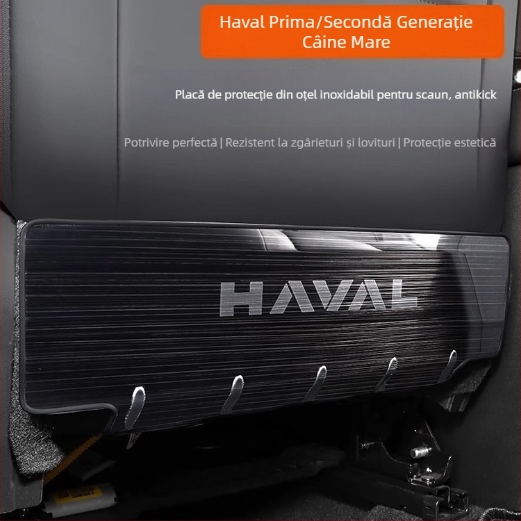 Padă din oțel inoxidabil pentru scaun, anti-kick, pentru Haval Big Dog / Raptors (spate) cu logo text