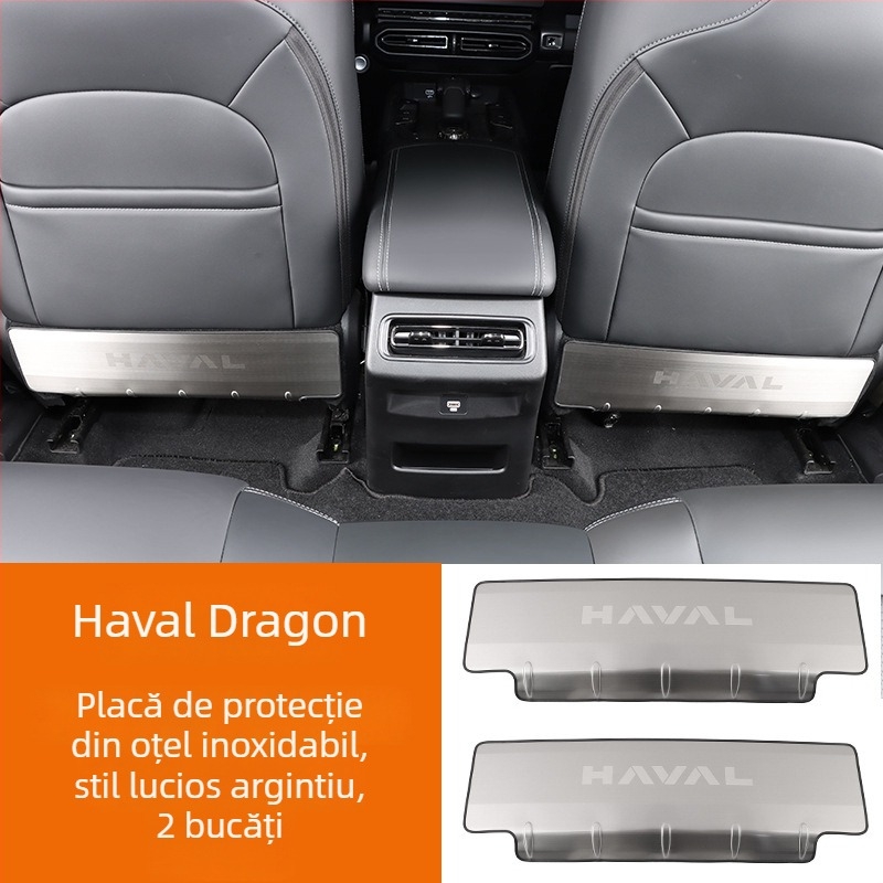 Padă din oțel inoxidabil pentru scaun, anti-kick, pentru Haval Big Dog / Raptors (spate) cu logo text