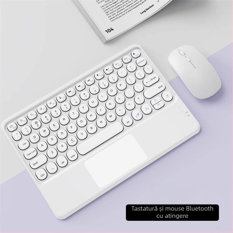 Tastatură și mouse Bluetooth fără fir cu keypad numeric; compatibil cu Apple iPad, tablete Huawei și telefoane Android; conectare Bluetooth; încărcare silențioasă