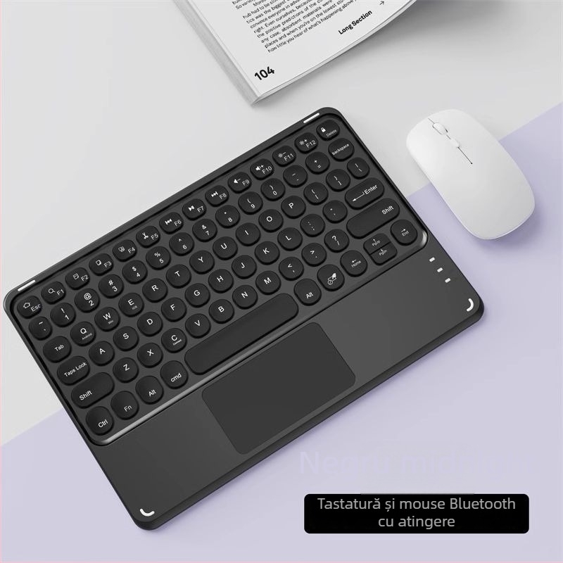 Tastatură și mouse Bluetooth fără fir cu keypad numeric; compatibil cu Apple iPad, tablete Huawei și telefoane Android; conectare Bluetooth; încărcare silențioasă