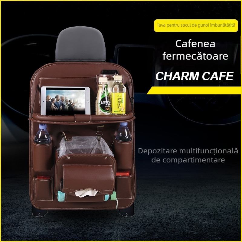 Organizator din piele pentru spatele scaunului auto — Universal, cu mâner, pentru agățare