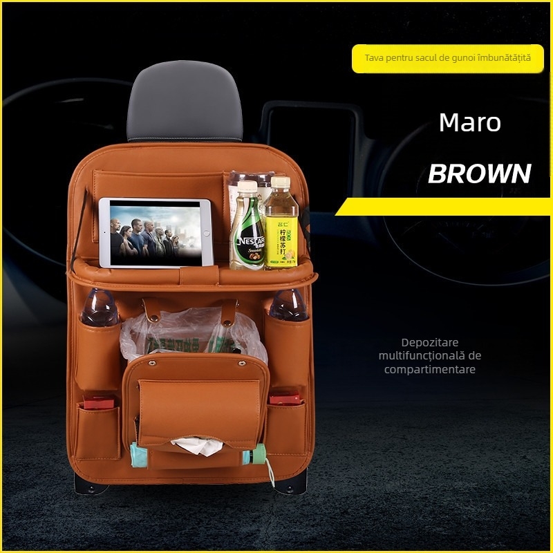 Organizator din piele pentru spatele scaunului auto — Universal, cu mâner, pentru agățare