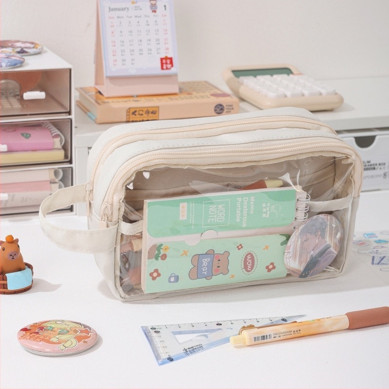 Penar pentru creioane - Transparent, Capacitate mare, Stil coreean, Brand Xinzhe, Material Oxford