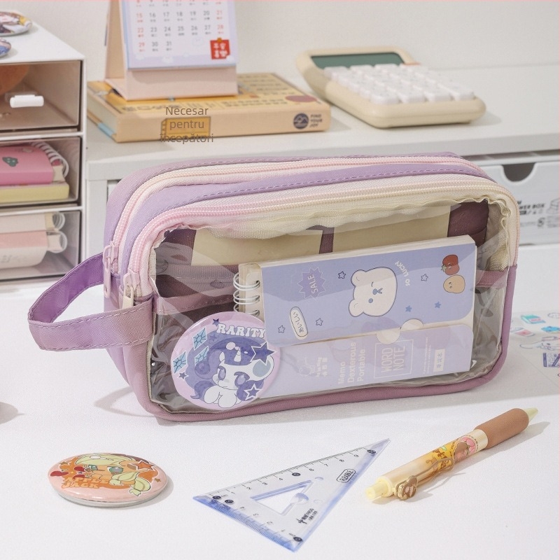 Penar pentru creioane - Transparent, Capacitate mare, Stil coreean, Brand Xinzhe, Material Oxford