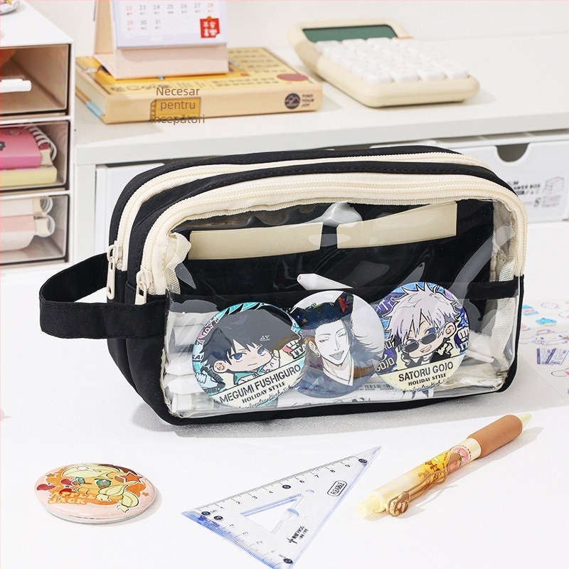 Penar pentru creioane - Transparent, Capacitate mare, Stil coreean, Brand Xinzhe, Material Oxford