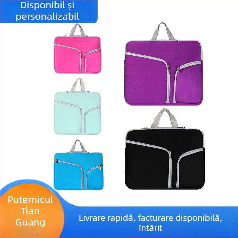 Geantă pentru laptop din poliester, cu multiple buzunare, închidere cu fermoar, interior căptușit, buzunar pentru calculator, impermeabilă și rezistentă la uzură