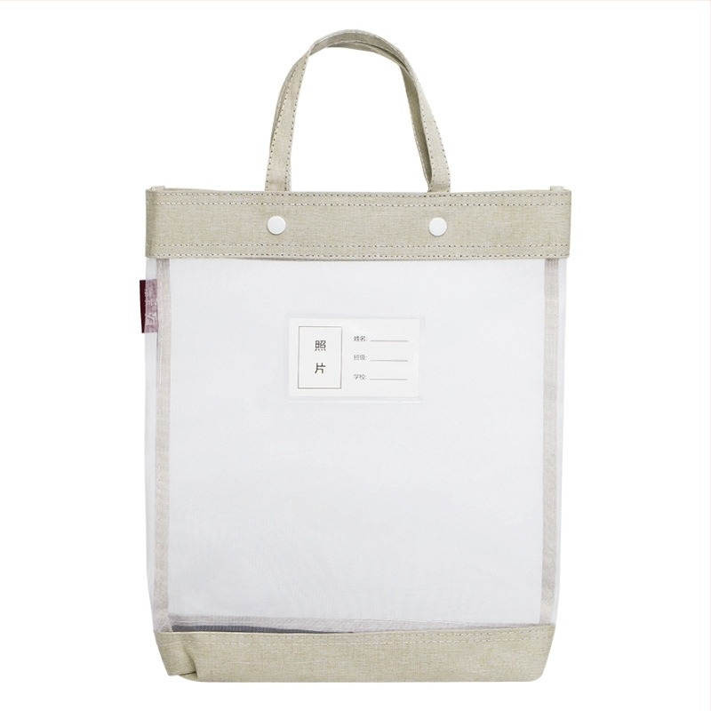 Geantă de organizare a materiilor din plasă de nylon Yifa – închidere snap-on, design simplu, pentru elevi de învățământ primar și gimnazial