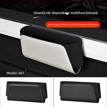 Cutie de depozitare auto din piele, pentru spatele scaunului, multifuncțională, pliabilă, impermeabilă și rezistentă la uzură, pentru orificiul de ventilație