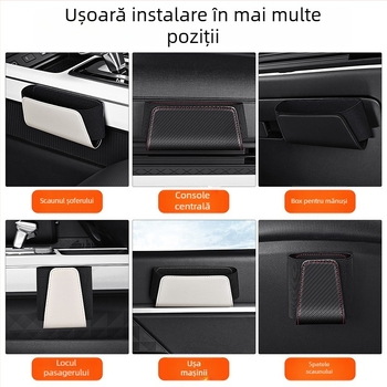 Cutie de depozitare auto din piele, pentru spatele scaunului, multifuncțională, pliabilă, impermeabilă și rezistentă la uzură, pentru orificiul de ventilație