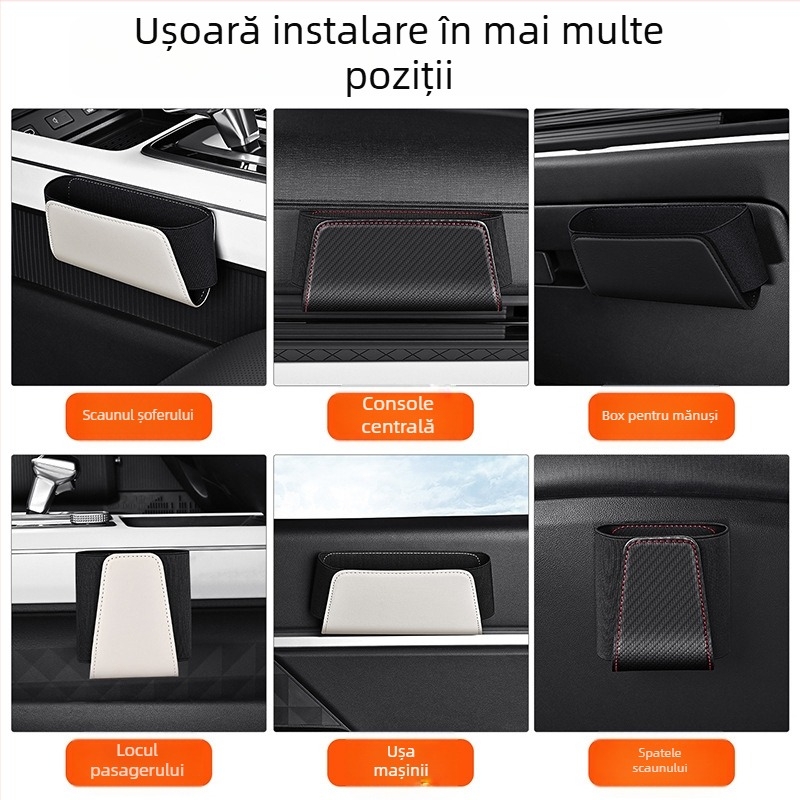 Cutie de depozitare auto din piele, pentru spatele scaunului, multifuncțională, pliabilă, impermeabilă și rezistentă la uzură, pentru orificiul de ventilație