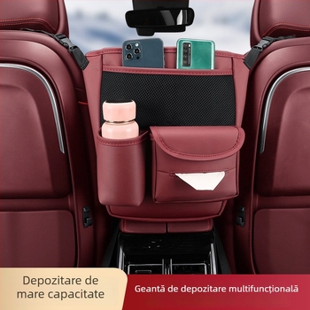 Organizator pentru partea din spate a scaunului auto – piele; montaj prin suspensie; poziție mijloc scaun; impermeabil; rezistent la comprimare