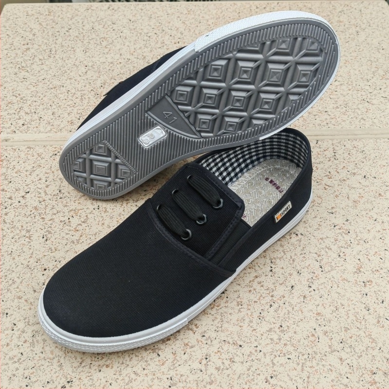 Pantofi casual din pânză pentru bărbați, parte superioară din țesătură, vârf rotund, gleznă joasă, talpă injectată, căptușeală din bumbac 100%