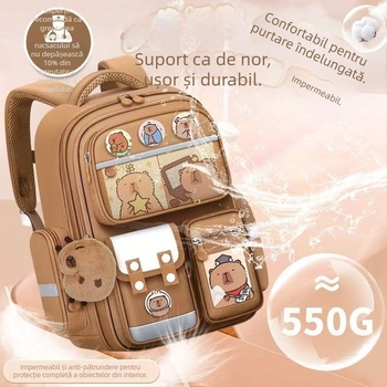 Rucsac Capybara pentru elevi din clasele 1-6, capacitate mare, protecție a coloanei, unisex