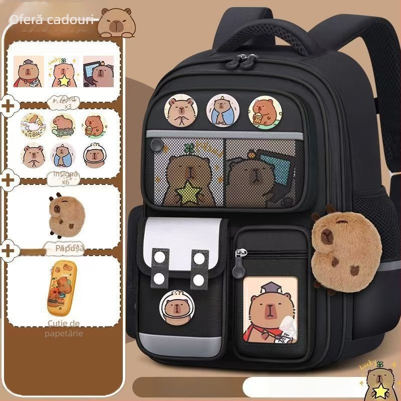 Rucsac Capybara pentru elevi din clasele 1-6, capacitate mare, protecție a coloanei, unisex
