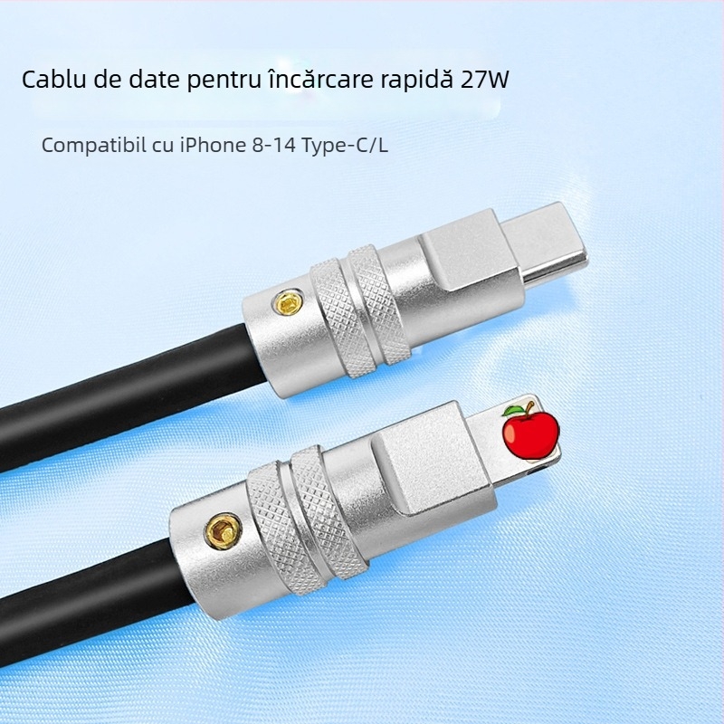 Cablu Apple Lightning pentru încărcare și date din silicon – 1–2 m, încărcare rapidă 27W, structură din silicon