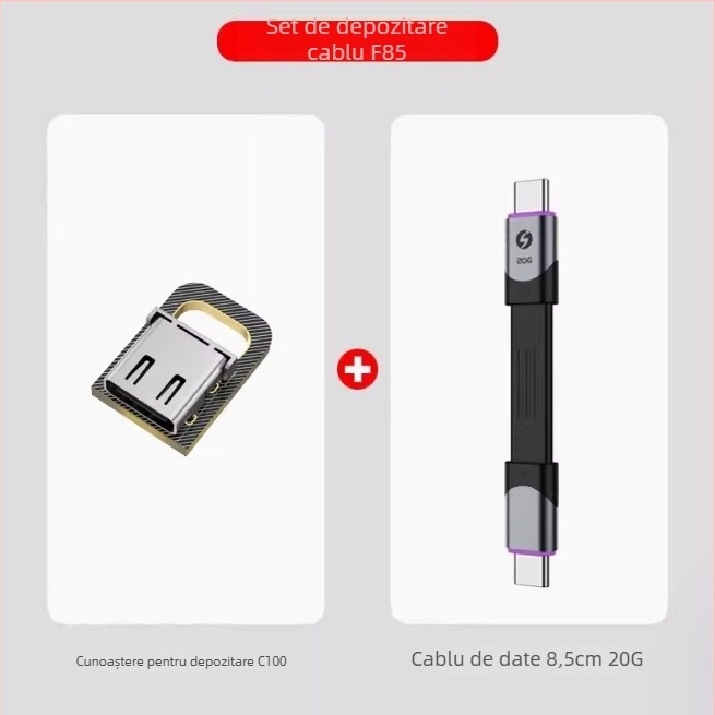 Cablu de date Type-C cu capete duale, Thunderbolt 3 și USB4 funcțional, compatibil cu iPhone 15, include cârlig de agățare