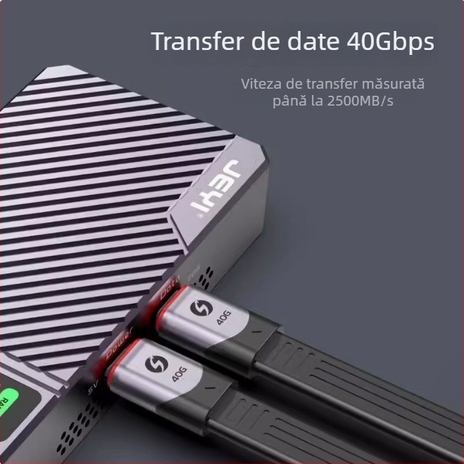 Cablu de date Type-C cu capete duale, Thunderbolt 3 și USB4 funcțional, compatibil cu iPhone 15, include cârlig de agățare