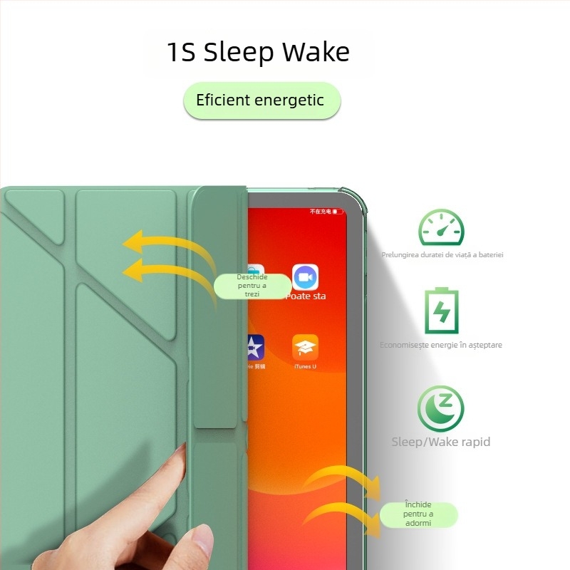 Carcasă din silicon pentru iPad 12.9/9.7/11 Pro, cu slot pentru stylus, suport pliabil multiplu, antișoc