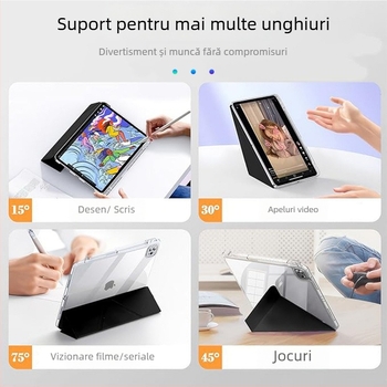 Huse de protecție pentru tabletă cu suport pentru stilou, 2 în 1 bază magnetică pliabilă, material PC, pentru tablete Apple