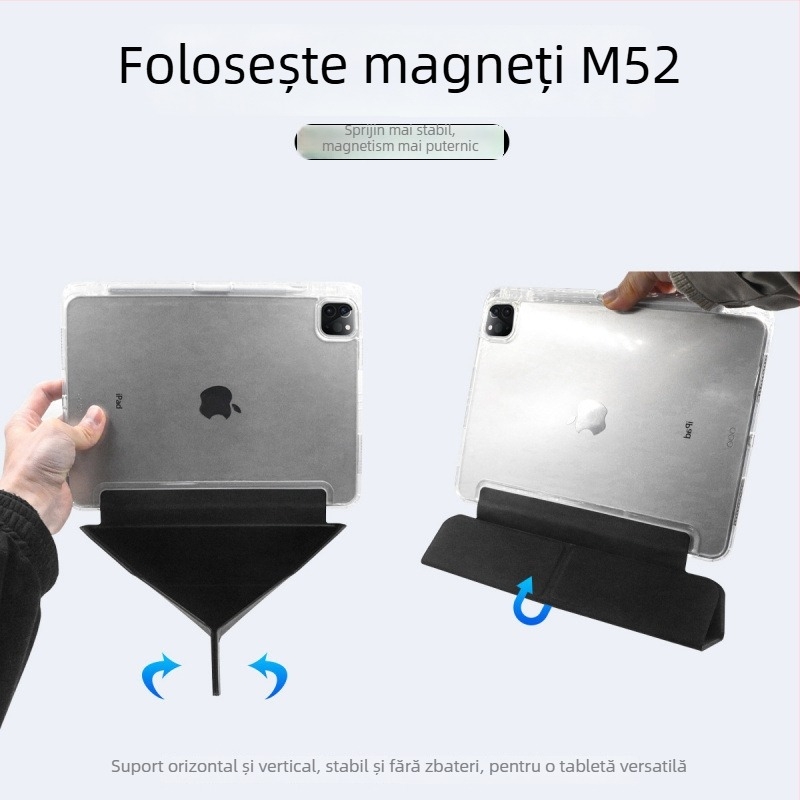 Huse de protecție pentru tabletă cu suport pentru stilou, 2 în 1 bază magnetică pliabilă, material PC, pentru tablete Apple