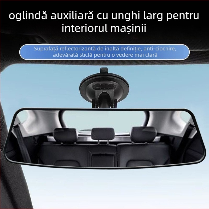 Oglindă retrovizoare interioară pentru mașină, cu câmp vizual larg, anti-reflexie, unghi larg, HD, oglindă curbată și plată