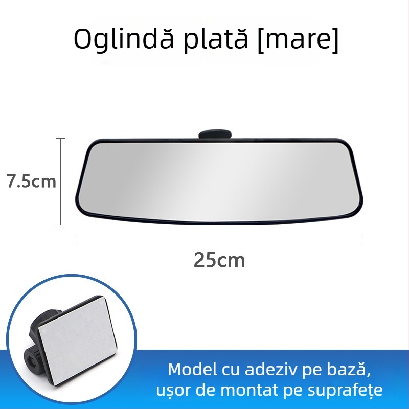 Oglindă retrovizoare interioară pentru mașină, cu câmp vizual larg, anti-reflexie, unghi larg, HD, oglindă curbată și plată