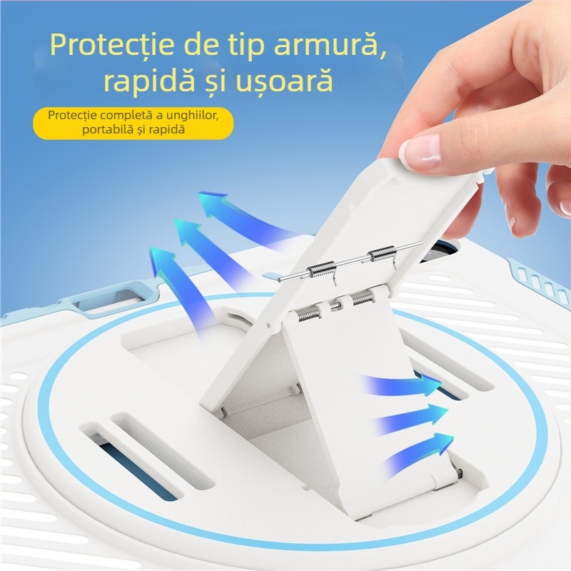 Carcasă de protecție pentru iPad Pro 11, compatibilă cu iPad A16 (2025), cu protecție completă anti-cădere, suport în modul orizontal și vertical și slot pentru stilou.