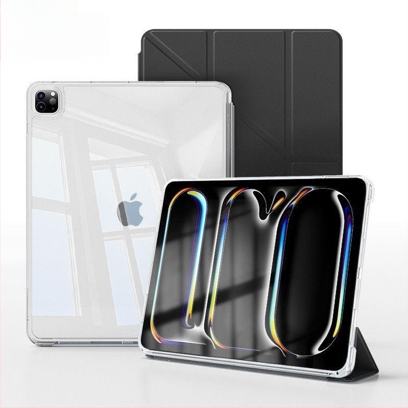 Carcasă de protecție pentru iPad Air cu design Y și pliere în stil tri-fold; compatibilă cu iPad Air 7, a 11-a generație și Air 6 (a 10-a generație); fără slot pentru stilou; gravură