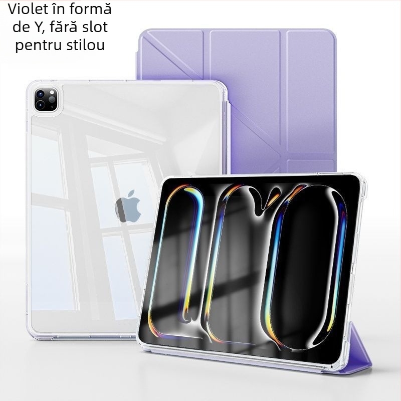 Carcasă de protecție pentru iPad Air cu design Y și pliere în stil tri-fold; compatibilă cu iPad Air 7, a 11-a generație și Air 6 (a 10-a generație); fără slot pentru stilou; gravură
