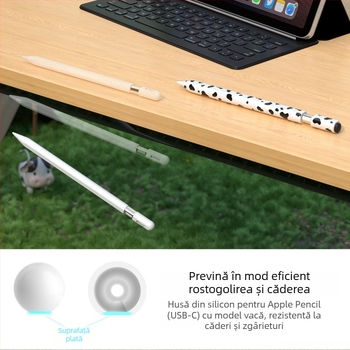 Capac protector din silicon pentru Apple Pencil (USB-C) 3-a generație – model cu vită, design portabil, anti-amprentă, personalizare disponibilă