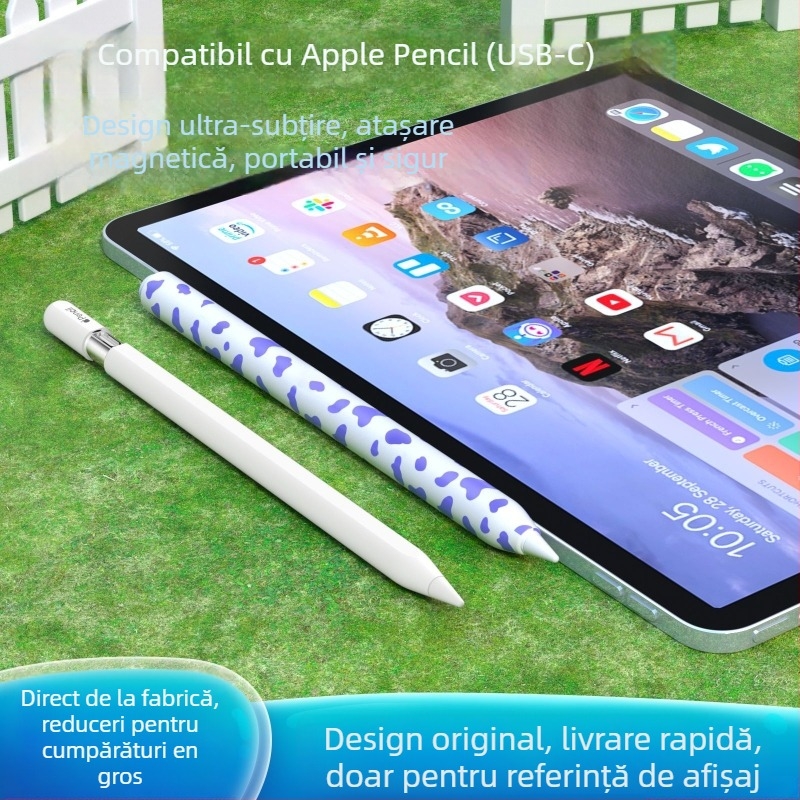 Capac protector din silicon pentru Apple Pencil (USB-C) 3-a generație – model cu vită, design portabil, anti-amprentă, personalizare disponibilă