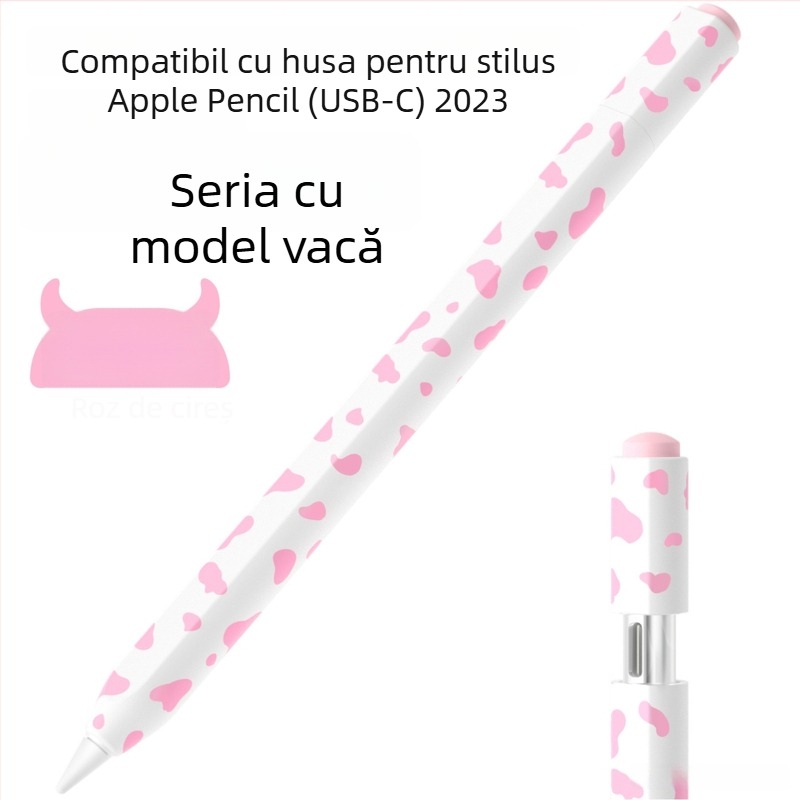 Capac protector din silicon pentru Apple Pencil (USB-C) 3-a generație – model cu vită, design portabil, anti-amprentă, personalizare disponibilă