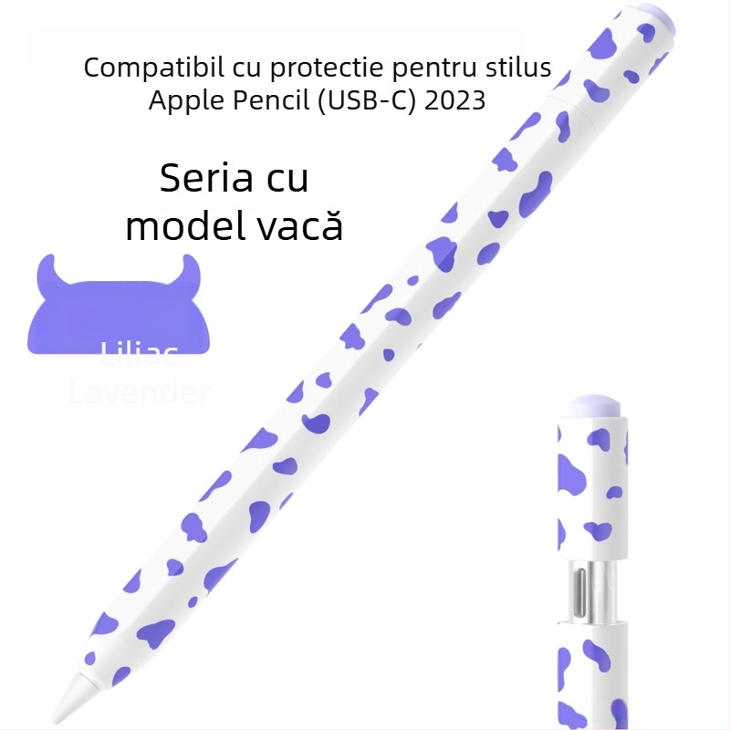 Capac protector din silicon pentru Apple Pencil (USB-C) 3-a generație – model cu vită, design portabil, anti-amprentă, personalizare disponibilă