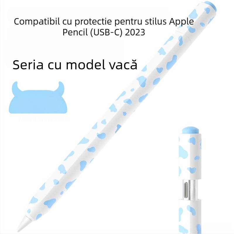 Capac protector din silicon pentru Apple Pencil (USB-C) 3-a generație – model cu vită, design portabil, anti-amprentă, personalizare disponibilă