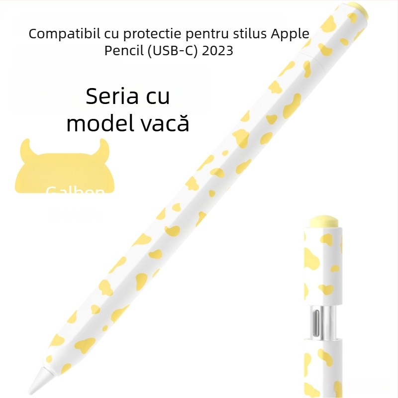 Capac protector din silicon pentru Apple Pencil (USB-C) 3-a generație – model cu vită, design portabil, anti-amprentă, personalizare disponibilă