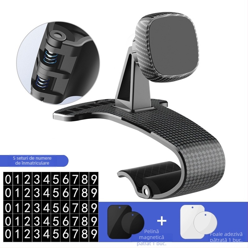 Suport auto pentru telefon cu vizualizare directă – montaj magnetic snap-on, neîncărcabil; compatibil cu parasolar, bord și oglinda retrovizoare