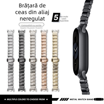 Brățară metalică pentru Apple Watch, Huawei și Xiaomi 8910 NFC/Pro; interfață de 14 mm; cataramă tip fluture; greutate 55 g