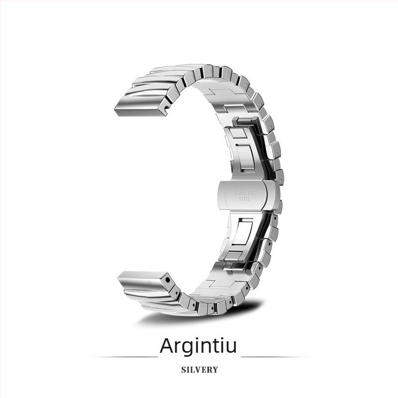 Brățară metalică pentru Apple Watch, Huawei și Xiaomi 8910 NFC/Pro; interfață de 14 mm; cataramă tip fluture; greutate 55 g