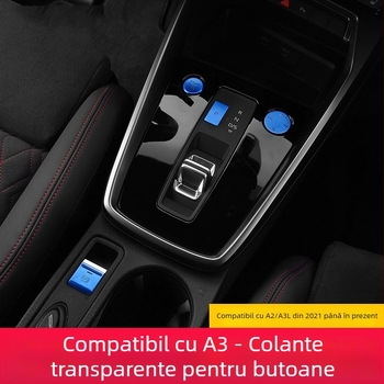 Cocano aliaj de aluminiu – accesorii decorative pentru butonul de încuietoare al portierelor, selectorul de viteze, consola centrală și butonul frânei de mână pentru Audi A3L 2021–2023 (personalizare disponibilă)