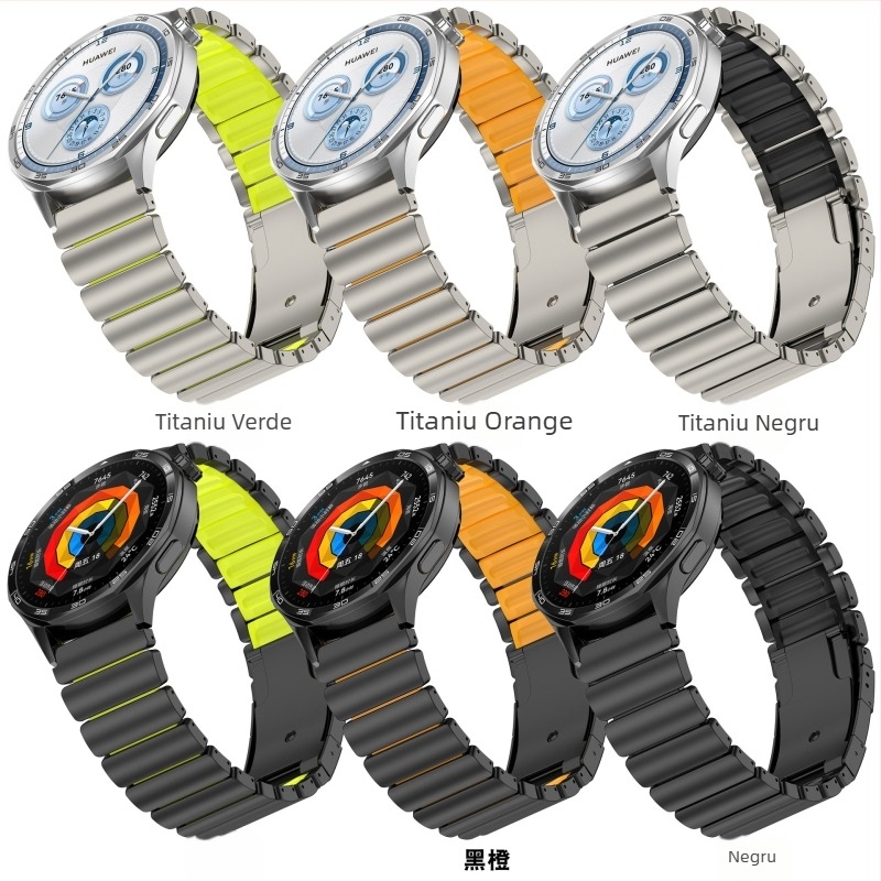 Brățară de ceas din aliaj de titan, metal + cauciuc, compatibilă cu Apple Watch, Samsung Ultra, Huawei Watch5 și Garmin, lățime de 22 mm, închidere pliabilă