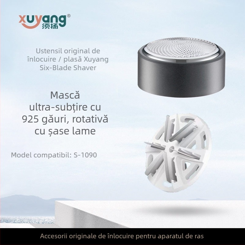 Aparat de ras electric cu cap rotativ, rezistent la apă, baterie încorporată 1200–2000mAh, autonomie peste 60 de minute, încărcare 1 oră, carcasă din aliaj de aluminiu