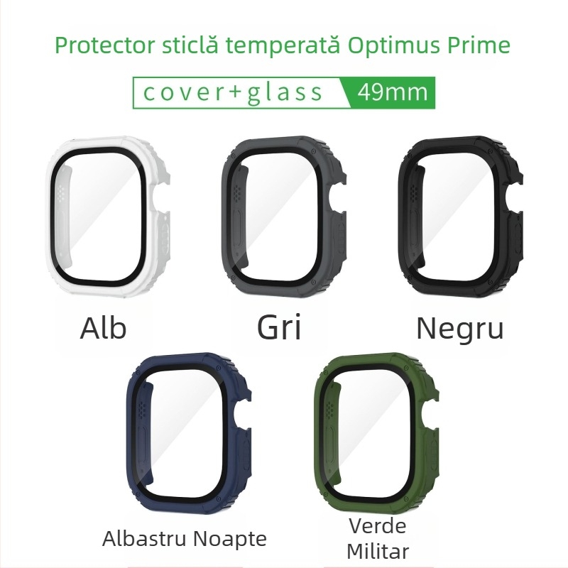 Carcasă de protecție Apple Watch 49mm, cu protecție a ecranului integrată, TPU+PC