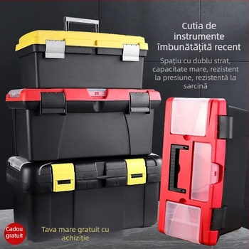 Cutie din plastic pentru unelte, îngroșată, multifuncțională, pentru uz casnic și auto (Brand: Powerful factory; Scop principal: Drone box; Tip: Cutie din plastic pentru unelte)